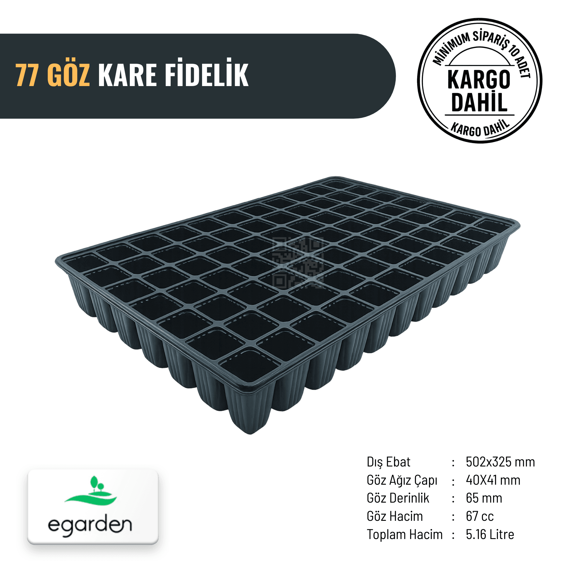 77 Göz Kare Fide Viyolü – 67 cc (5.16 Litre Toplam Hacim)